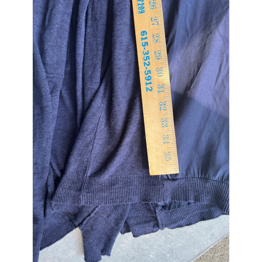 Anthropologie Navy Blue Long Cardigan OS Boho Coastal Grandma Travel Linen Blend - Picture 9 of 9